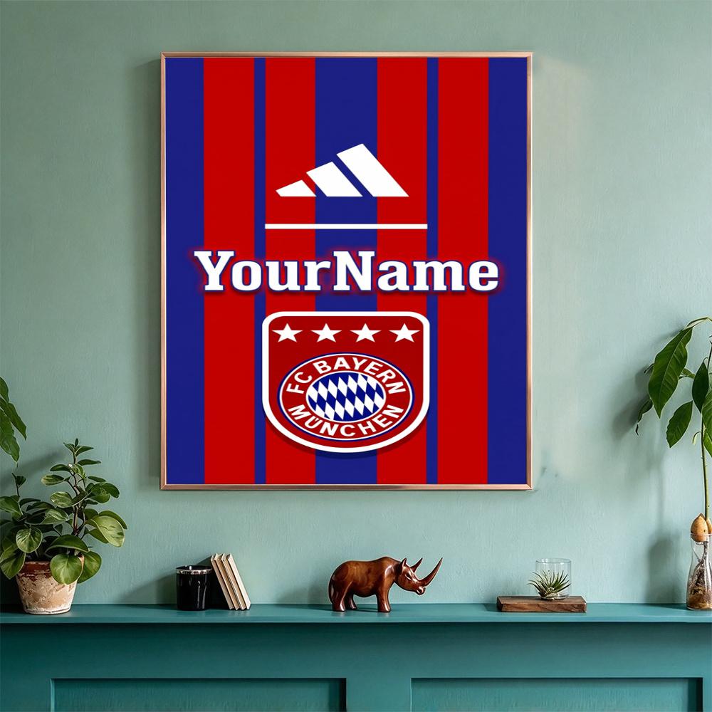Bayern Munich Customize Your Name Diamond Painting Round Diamond Diy Frameless Holiday Artwork Suitable For Home Office Wall Decoration