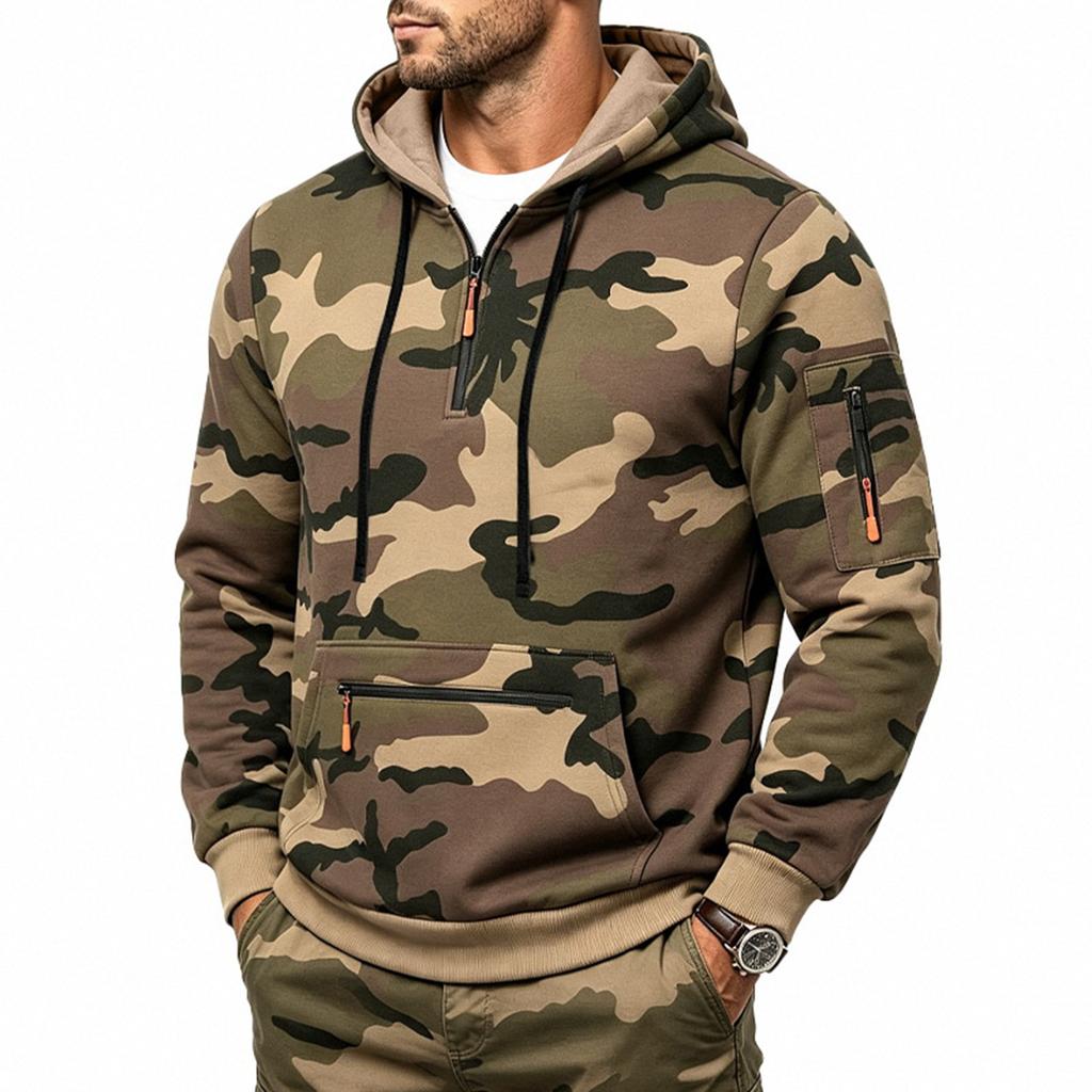 Men's -Lined Hoodie with Pattern and Utility Pockets Outdoor