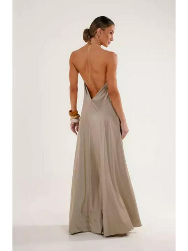 Elegant 2026 European and American Women's Open-Back Halter Beach Dress