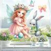 Easter Cartoon Angel & Rabbit Window Clings - Decorative Glass Stickers for Living Room & Shops