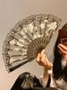 New Chinese-Style Black Lace Folding Fan, Summer Traditional Dance Fan, Women's Photo Prop