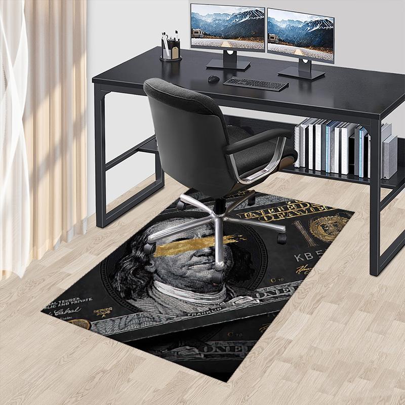 

1pc Franklin s Gold Foil Office Chair Mat - Anime Cartoon Design, Non-Slip Carpet for Home and Office Decor, Suitable for All Seasons.A092 60cm by 90cm