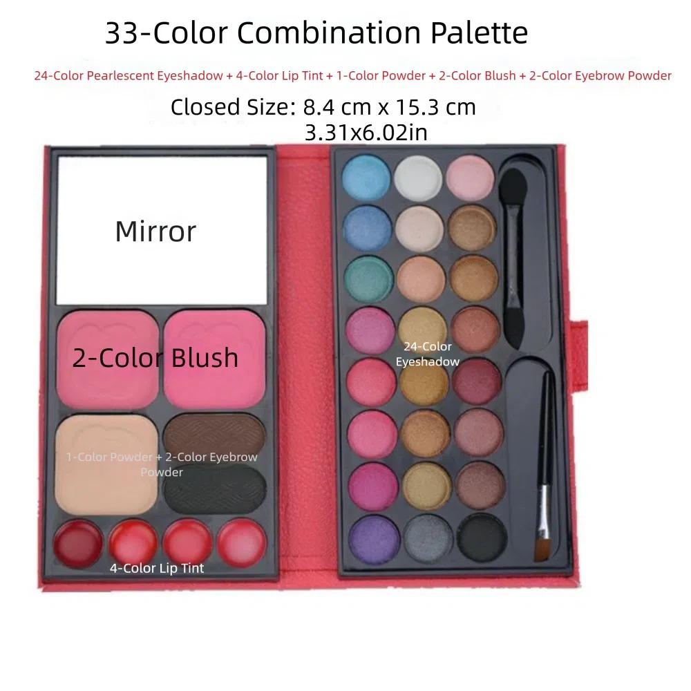 With Mirror Brush Cosmetics Palette Bag 33 Colors Cosmetics Palette For Girls