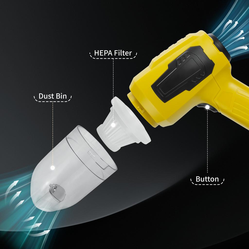 10000Pa 2 in 1 Car Vacuum Portable Cordless Vacuum Cleaner & Air Duster with Multi-Nozzles for 20V Battery Pin