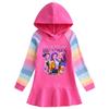 Girls Kpop Rumi Zoey Mira Hunters Printed Cotton Ruffle Hooded Dress