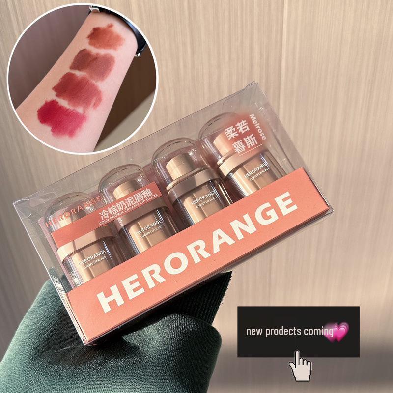 HeroOrange Cold Brown Matte Velvet Lip Glaze: Long-Lasting, Face-Enhancing Student Gloss.