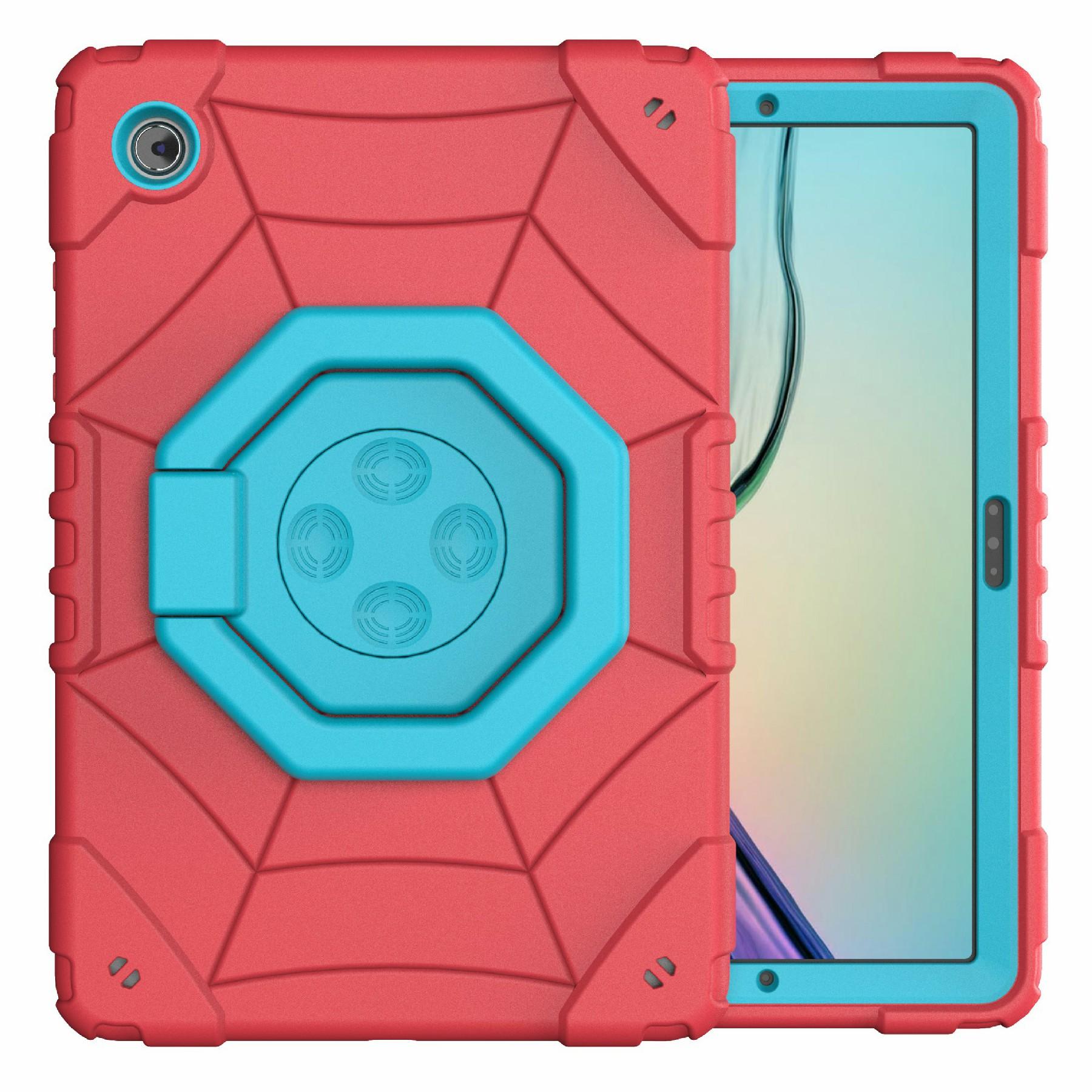 

For Samsung Galaxy Tab A8 10.5 (2021)/(2022) Case Kickstand Spider Style PC+TPU Rugged Protective Cover Red+Blue
