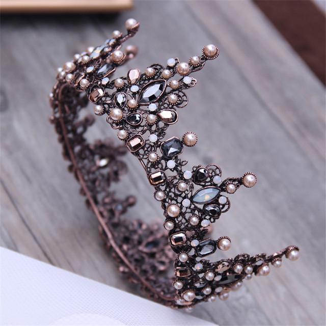 Women New Baroque Large Crystal Floral Crown For Kings Queens Tiaras Beauty Pageant Bride Wedding Hair Jewelry Accessories