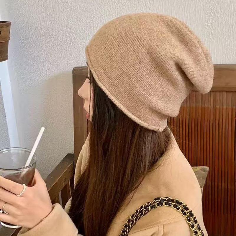 Oversized Knit Beanie Gray Warm Autumn Winter Hat