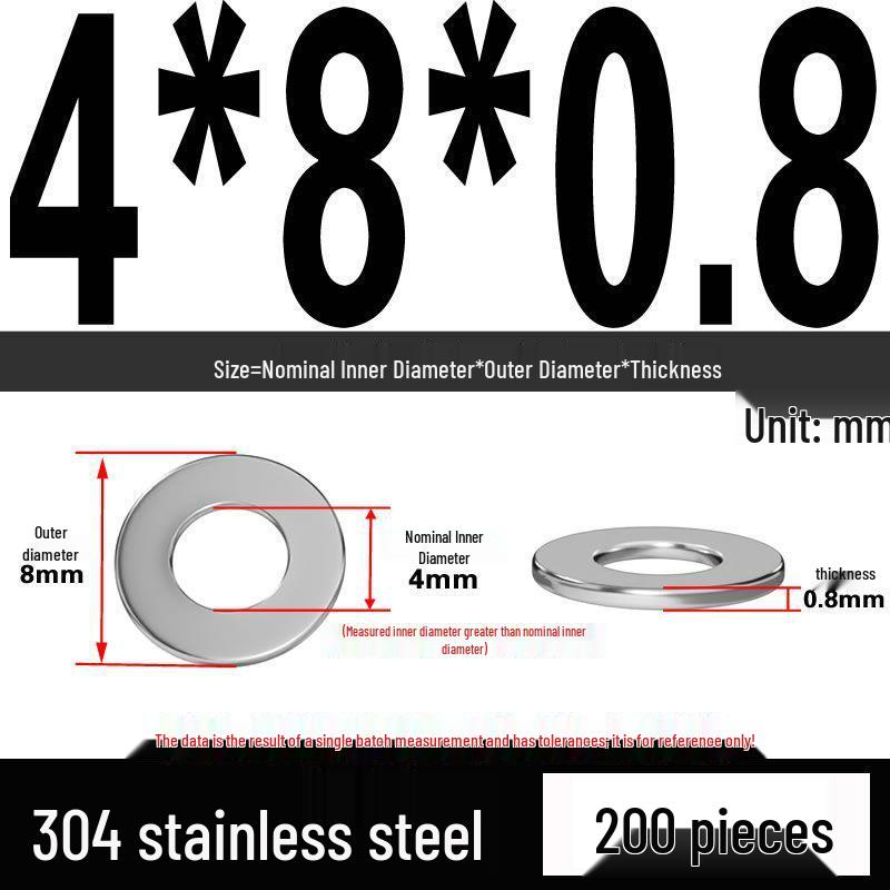Thickened 304 Stainless Steel Flat Washer Spacer (M2-M36)