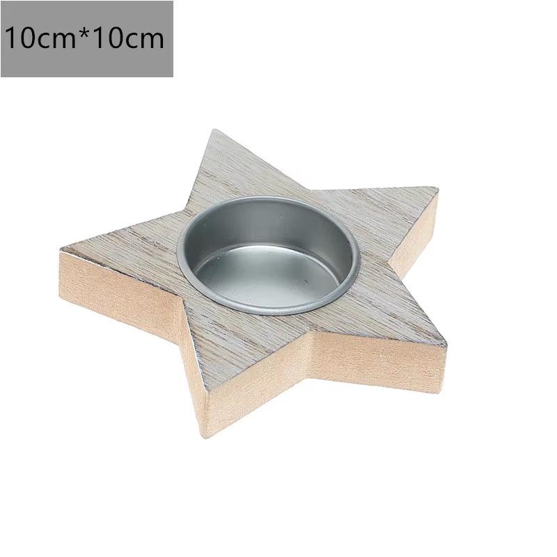 Wooden Xmas Snowflake Candlestick Christmas Tree Shape Candle Holder for Home Decoration 2025 Navidad Kerst Noel New Year Decor