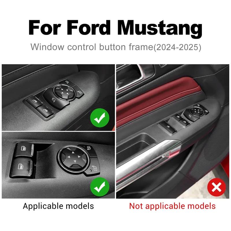 För Ford Mustang Dark Horse EcoBoost GT S650 2024 2025 2026 Äkta Mjuk Kolfiberklistermärke Bil Dörr Fönster Knapp Panel Trim
