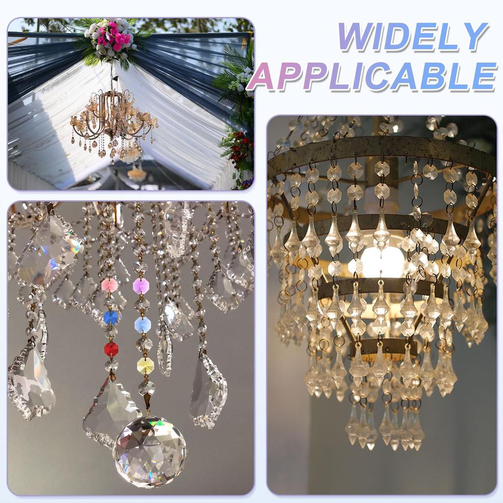 uxcell 70pcs 14mm Crystal Octagon Beads, 2-Hole Glass Suncatcher Beads, Chandler Prism Parts, Pendants for Home DIY Arts and Crafts, Light Red