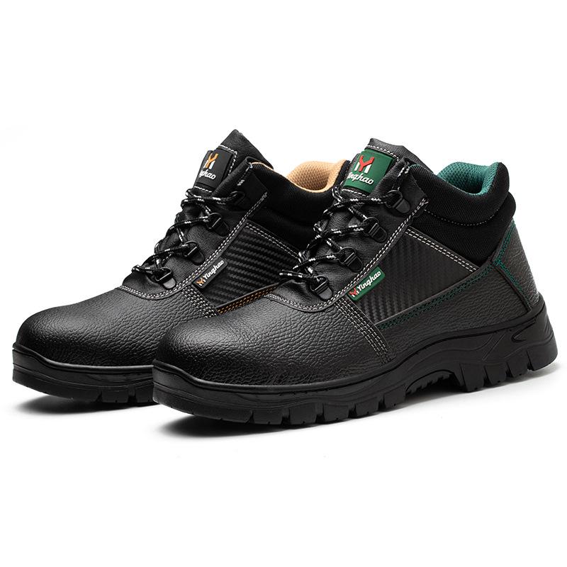 Men's Safety Shoes: High/Low Top, Anti-Smash, Anti-Puncture, Non-Slip Rubber Sole - Ideal for Construction Sites.