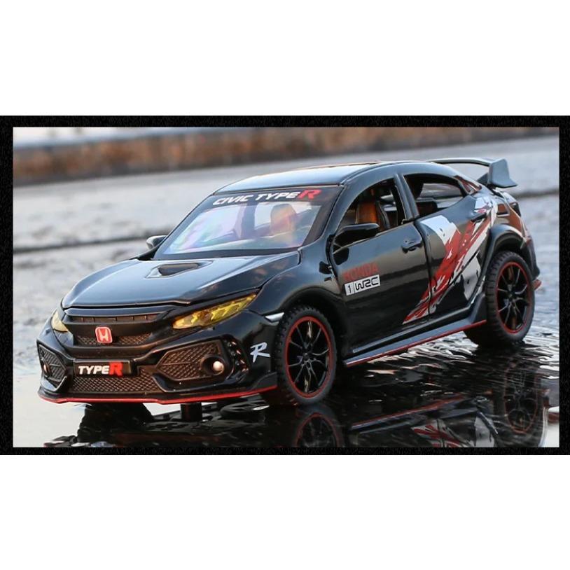 1/32 HONDA CIVIC TYPE R Alloy Sports Car Model Diecasts & Toy Vehicles Metal Car Model Sound and Light Collection Kids Toy Gift