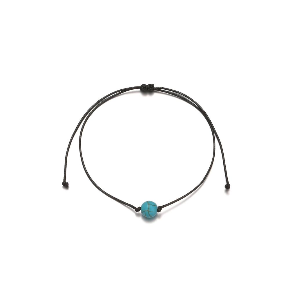 Turquoise Bohemian Waterproof Braided Anklet, Adjustable & Unisex