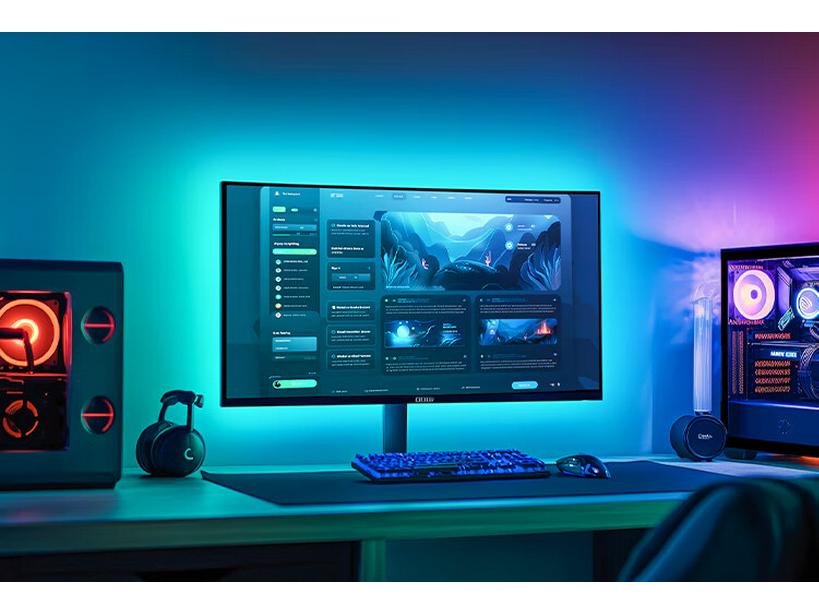 RGB Ambient Light for E-Sports Room: Desktop Monitor Backlight with Screen Sync Light Strip.