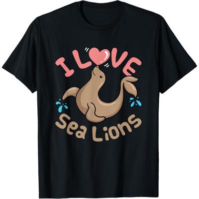 Sea Lion Cute Women Kids I Love Sea Lions Aquarium T-Shirt