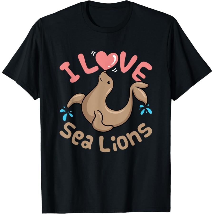 

Sea Lion Cute Women Kids I Love Sea Lions Aquarium T-Shirt S
