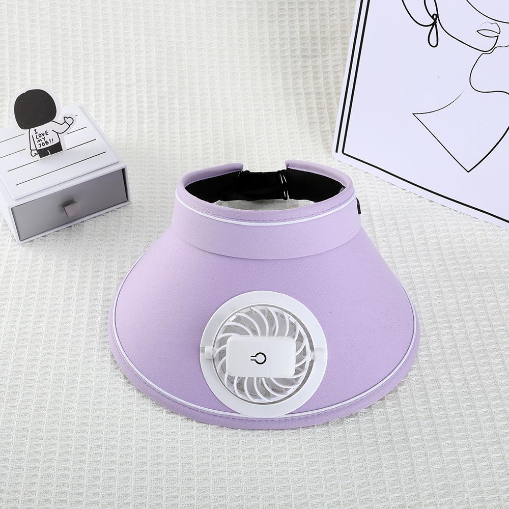 Summer Face Covering UV Sunscreen Empty Top Sun Women's Model with Fan Sun Hat Versatile Fashion Charging Hat Large Brim