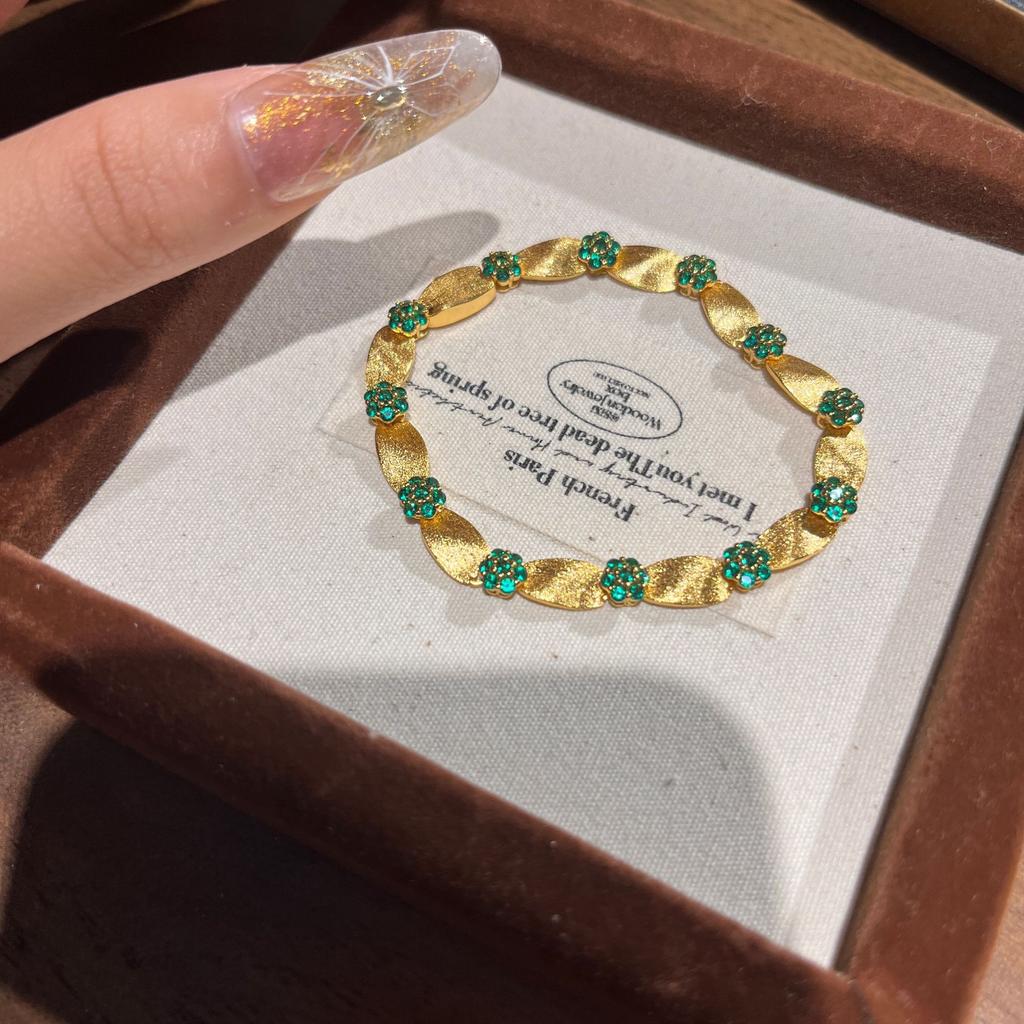 Ribbon Hand Brushed Gold Water Ripple Bracelet Women'S Retro Satin Diamond Bracelet