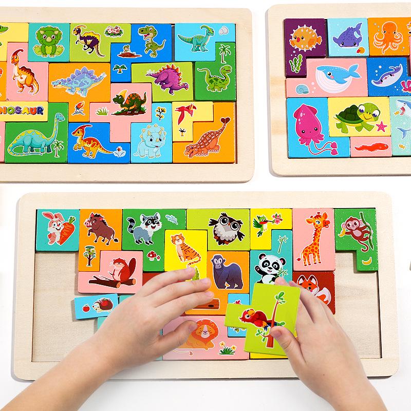 Montessori Wooden Educational Puzzle for Children: Fun Theme Block Toy for Early Cognitive Development