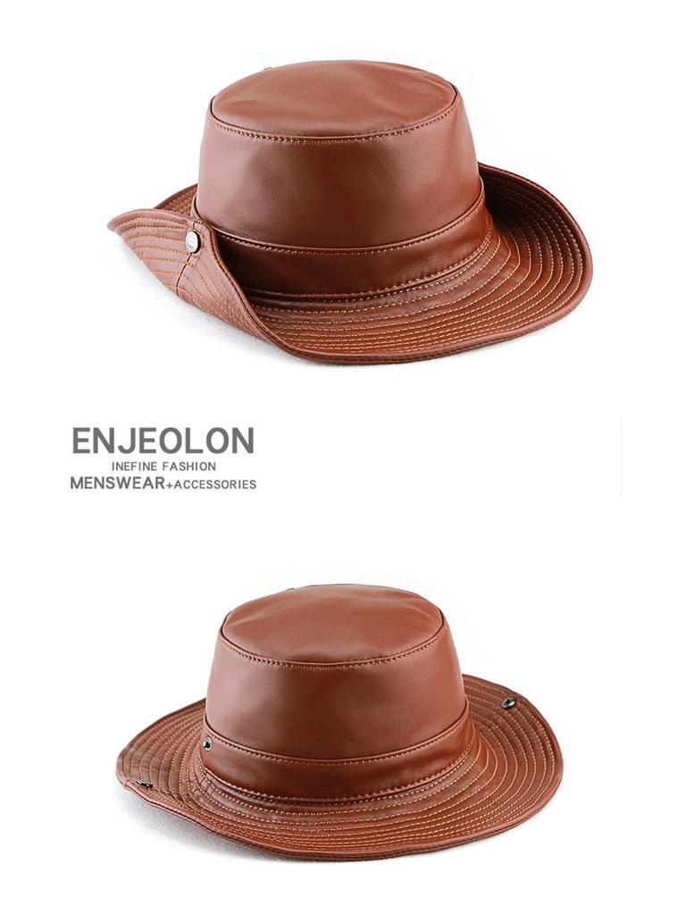 Men's Genuine Leather Western Cowboy Hat: Retro Sunshade for Outdoors, Mountaineering, and Seaside Dual-Use