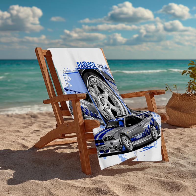 Ultra-weiches Strandtuch mit Rennsport-Thema, ideal für Pool - Camping, Tauchen - Perfekter Reisebegleiter, Lebendiges Strandtuch.