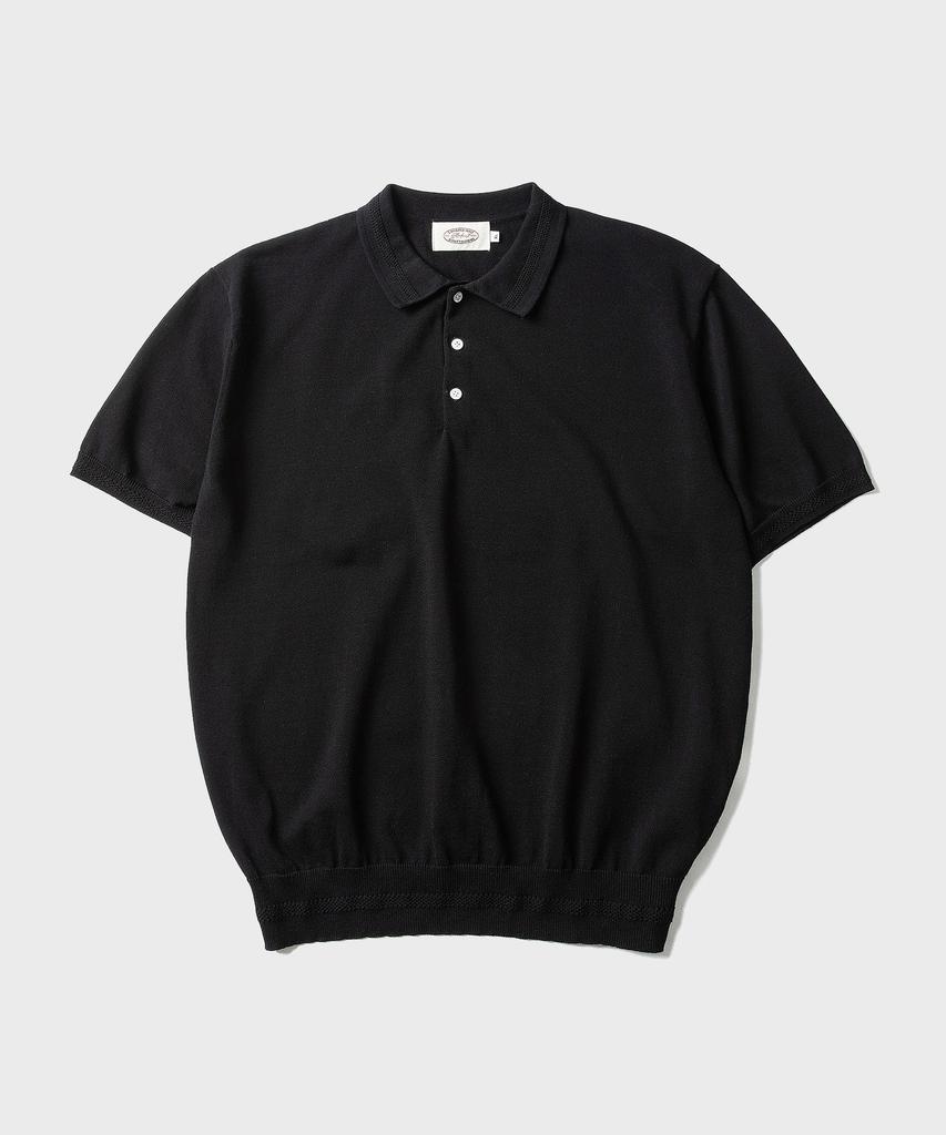 AMFEAST (100% Cotton) Essential Polo Half Knit Black