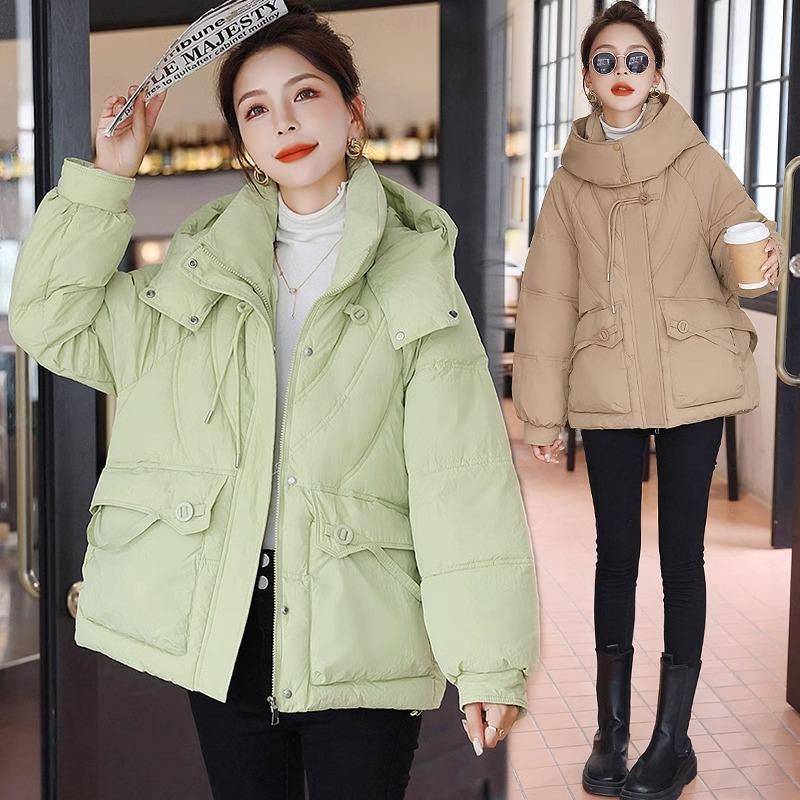 2025 Short Hooded Down Cotton Jacket Women's New Winter Thickened Warm Padded Jacket Loose Bread Jacket