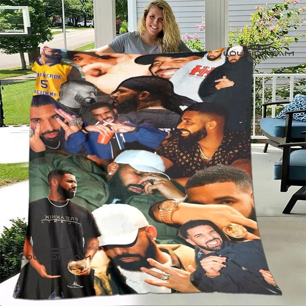 Rapper Drake Coperte Stampate 3D Calda Coperta in Flanella Morbida e Accogliente Coperte da Viaggio Fodere per Letto Regalo di Compleanno