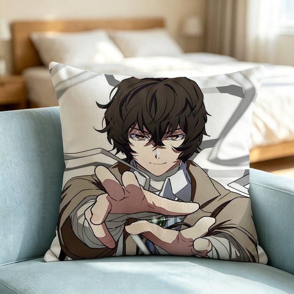 Bungo S-Stray D-Dogs Anime Square Double-Sided printed Pillow Case Bedroom Bedside Pillow Sofa Cushion Cover Gift