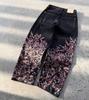 Unisex Y2K Gothic Kirschblüten-Bestickte Jeans Herren Damen Streetwear Weite Hosen High Street Baggy Denimhosen