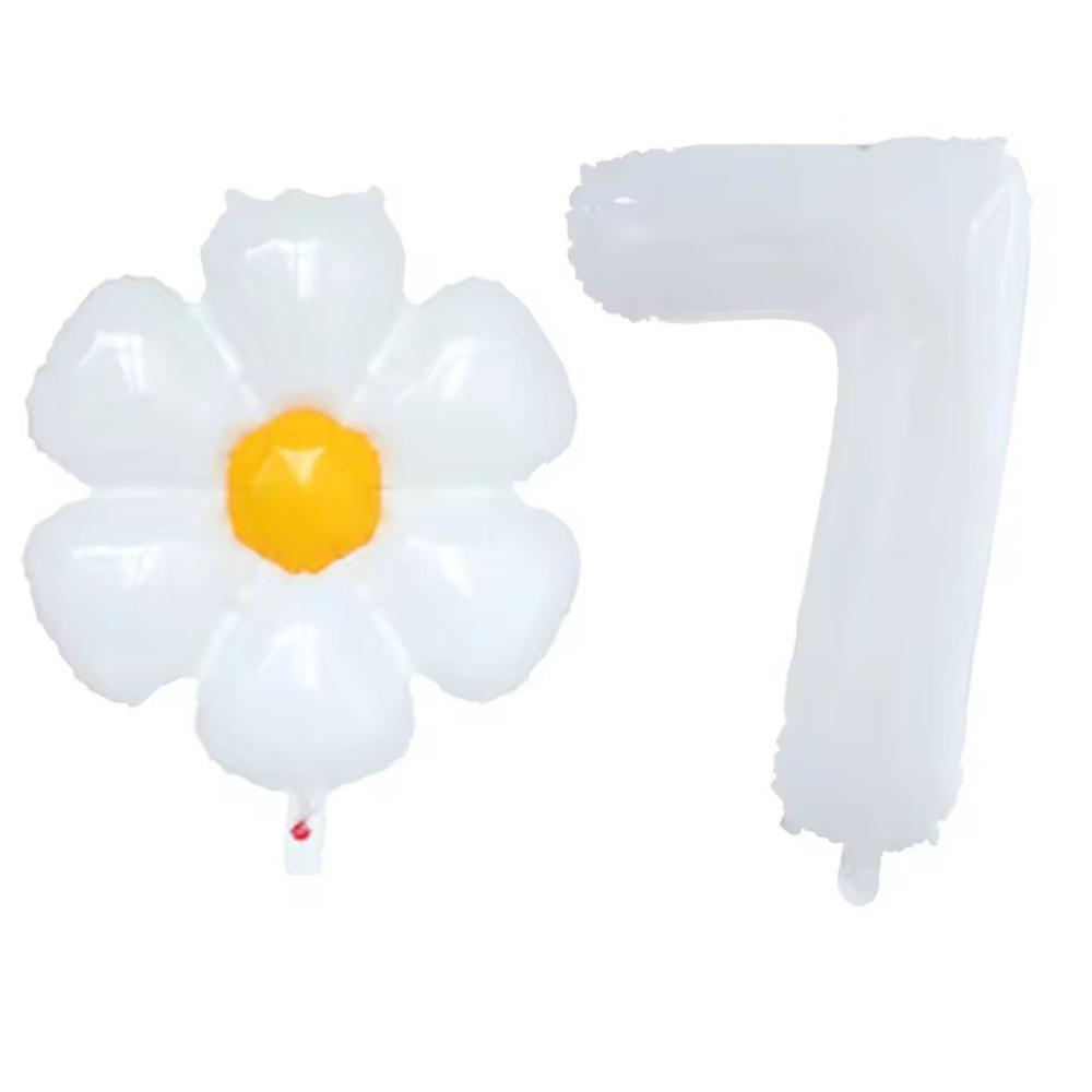 2Pcs White Daisy Flower Foil Balloons 32inch 0-9 Number Balloon Kids Birthday Party Decorations Baby Shower Wedding Decorations S Daisy 50x40cm