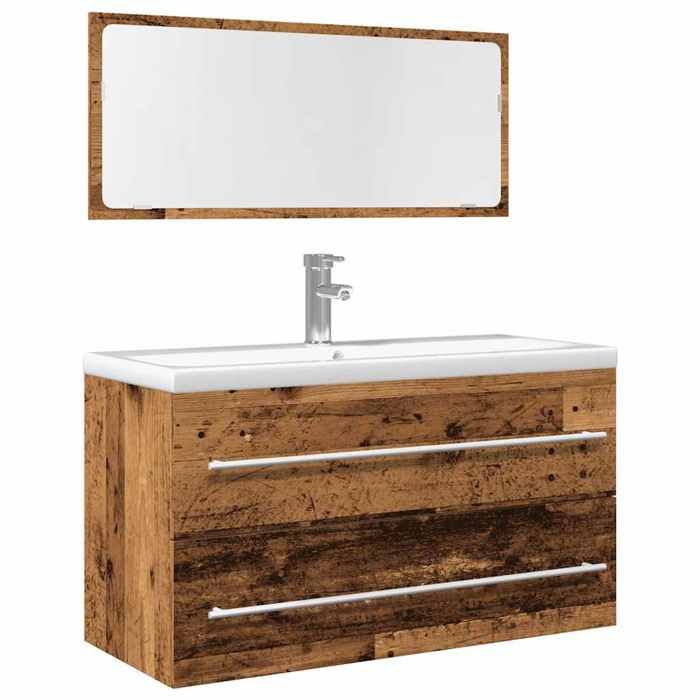 VidaXL 2 Pcs Bathroom Furniture Set Engineered Wood, Bathroom Cabinet, Bath Cabinet, Vanity Unit 856388