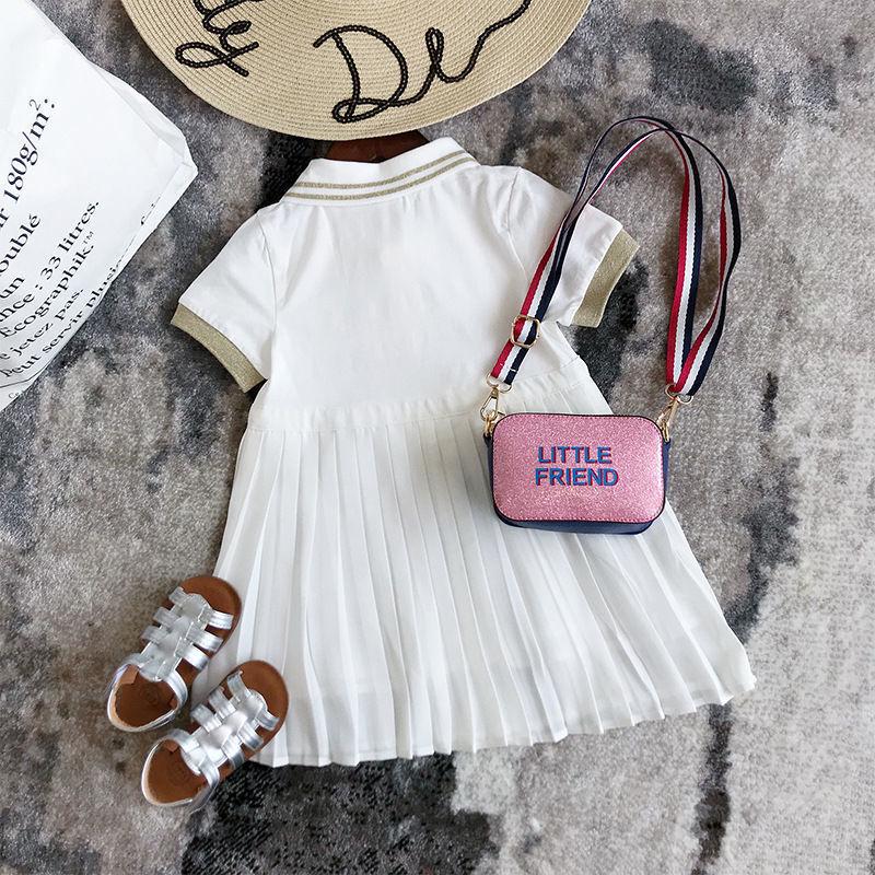 2024 Girls' Short-Sleeve White Princess Dress - Fashionable Summer & Autumn Children's Clothing