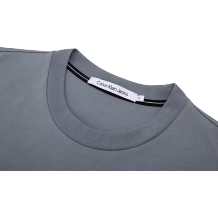 Calvin Klein Letter Print Crew Neck Short Sleeve T-Shirt Unisex Tops Slate-Gray J400321-PN6