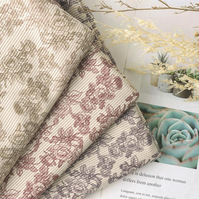 Corduroy Fabric Printed Stripe For Sewing Garment Shirts Romper Dress Jackets Sofa Throw Pillow DIY Clothes Cloth 0.5/1/2 Yard