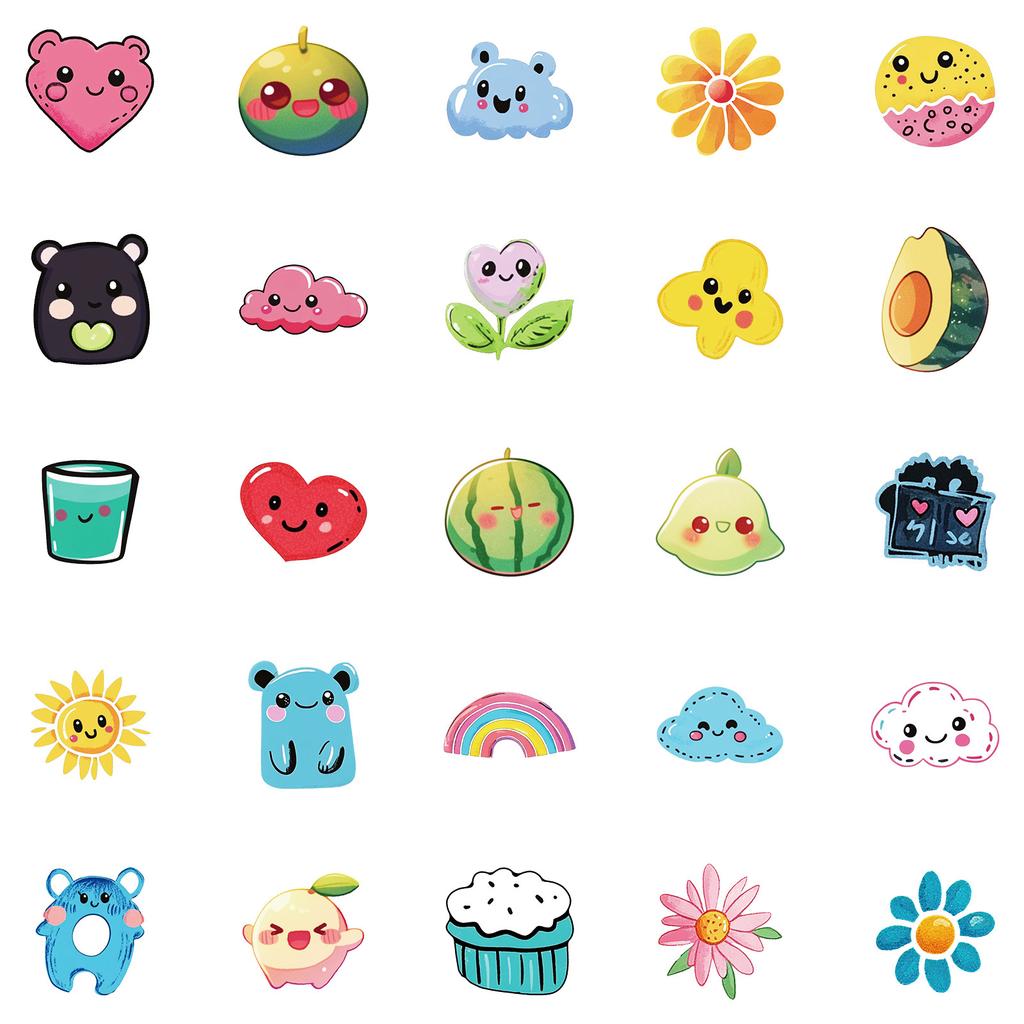 50 Cute Hand-Painted Graffiti Stickers Hand-Painted Stickers Decorative Water Glasses Computer Skateboards