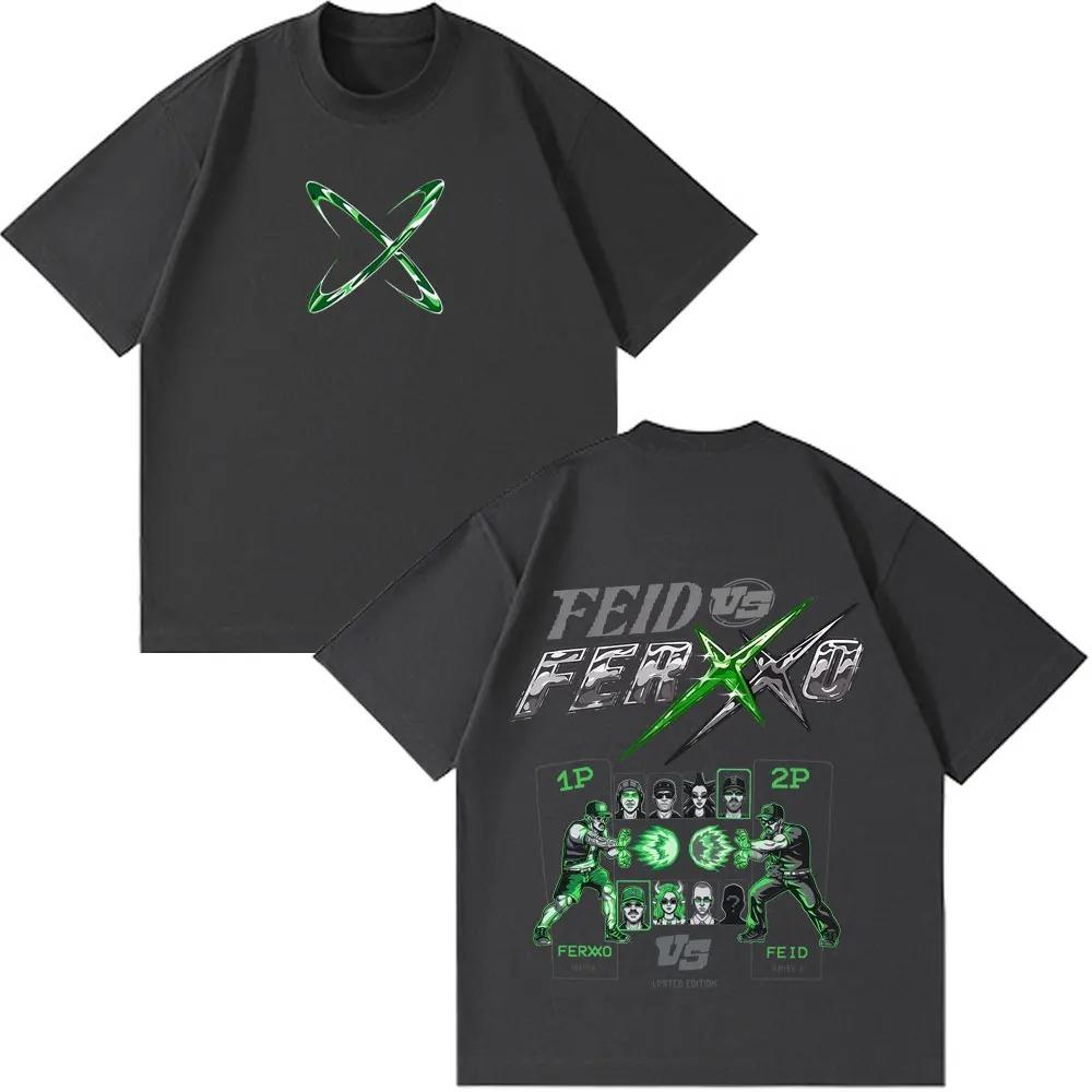 Unisex Dámské Hiphop Módní Feid Vs Ferxxo Tour 2026 Potisk Tričko Trička Letní Krátký Rukáv Ležérní Bavlněná Trička Dárky pro Fanoušky
