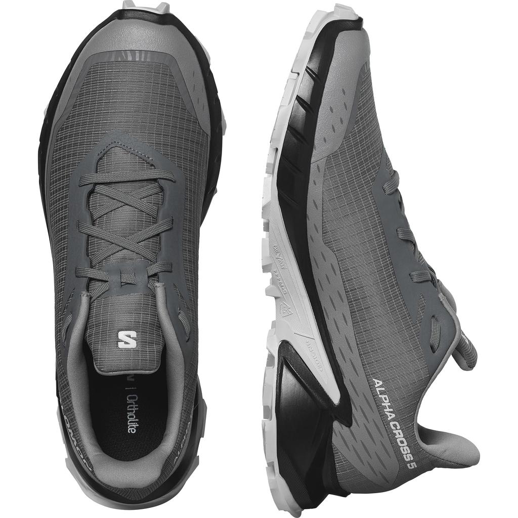 Salomon ALPHACROSS 5 Trail Running Size Men's Shoes, Pewter/Black/Ghost Gray, 27.5cm