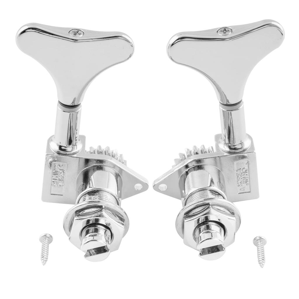 Wilkinson L2+R2 Open Gear Tuners, 20:1 Gear Ratio, for 4-String Ibanez-Style Electric Bass, Chrome
