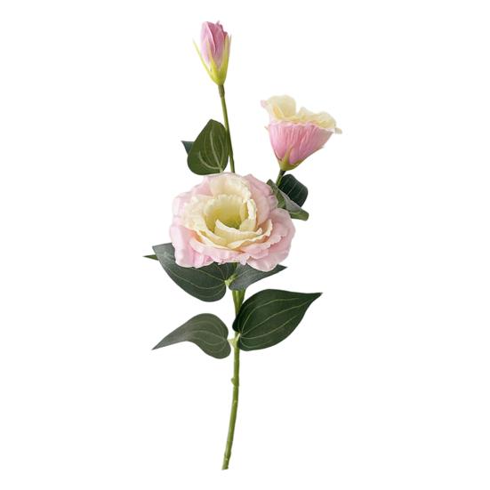 3 Heads Artificial Flower Bouquet Faux Silk Eustoma Lisianthus Flower with Long Stem Fake Floral Arrangement for DIY Wedding Bouquet