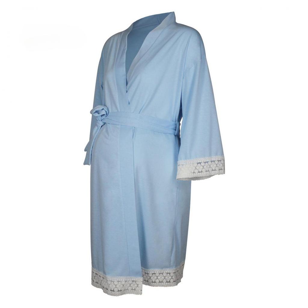 Women's Bathrobe Gown Maternity Nursing Nightdress Robe Kimono Pyjamas Cardigan Sleep Dress