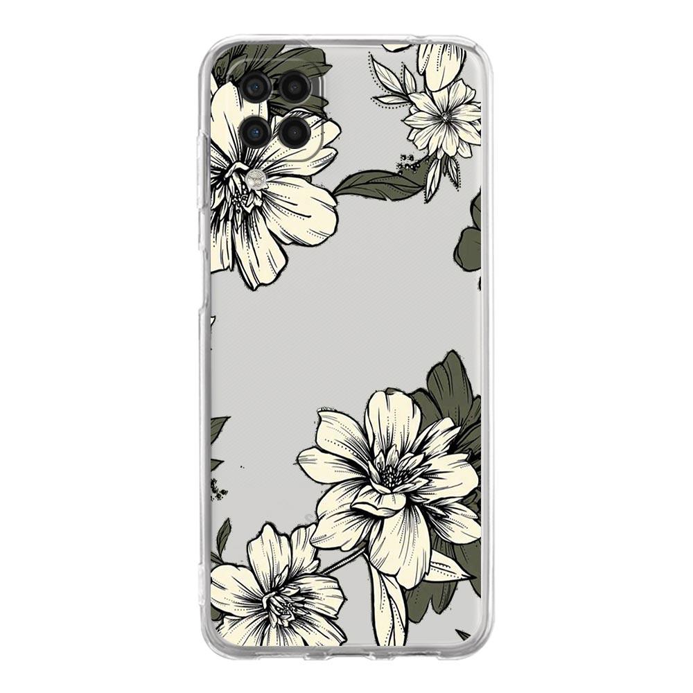 Phone Case For Samsung A13 A33 A35 A55 A73 A53 A23 A51 A71 A21S A12 A31 A41 A05s A03S A15 A25 A32 5G Clear Cover Flower