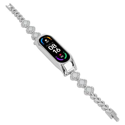For Xiaomi Smart Band 9 NFC/9/8 NFC/8 Watch Band Strap Rhinestone Decor Clover Bracelet