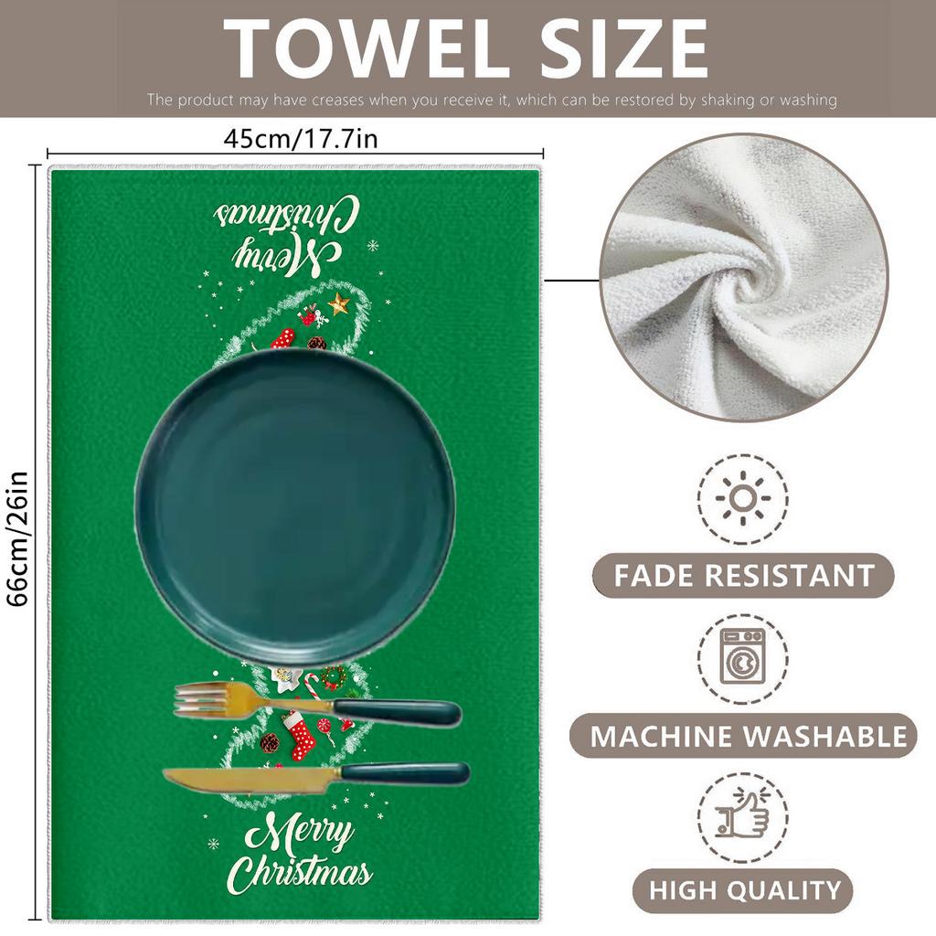 New cross-border European and American hot-selling Christmas towels Cartoon microfiber Kitchen towels Dishwashing rags