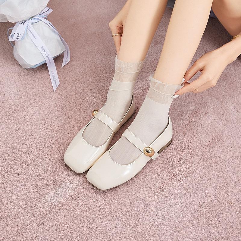 Fashion 2025 New Flat Retro Versatile High Heels Spring and Autumn New Fashion Slip-on Lightweight Square Toe Elegant Shoes for Women