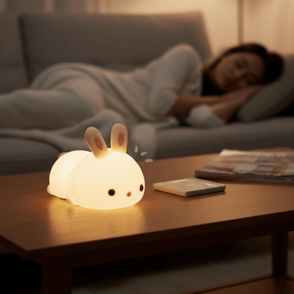 Portable Touch Sensor Rabbit Night Light Silicone Colorful LED Night Lights Dimmable 16 Colors Bunny Lamp Gift