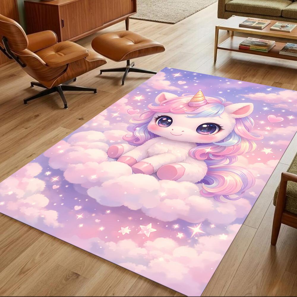 Moonlit Unicorn In Enchanted Forest Non-Slip Home Carpet Design for Office Decor Living Room Bedroom Gift
